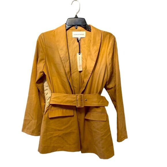 NEW with tags Cupcakes and cashmere tan blazer jacket herringbone with belt - Picture 1 of 5